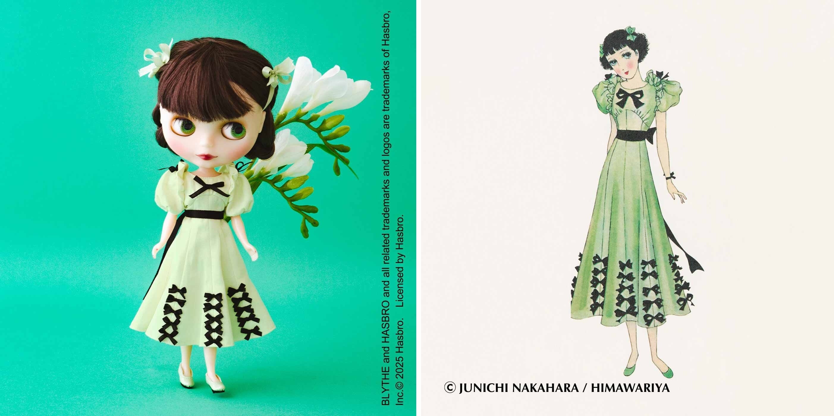 中原淳一さんのファッション画を再現した、ドールのためのドレス