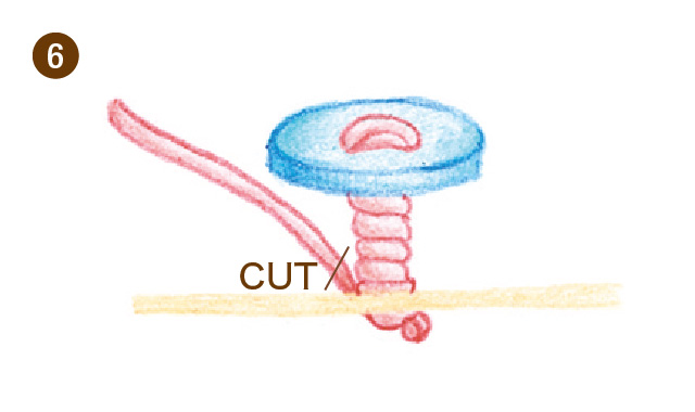２つ穴ボタンのつけ方６