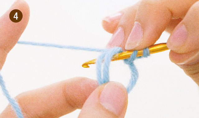 玉編みを編んでみよう（中長編み3目）「わ」の作り目から始める方法　手順④