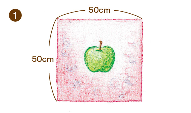 風呂敷　フルーツ（1玉）の包み方　手順①