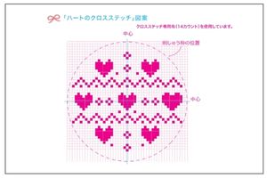 ハートのクロスステッチの図案をダウンロード