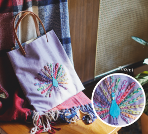 くじゃくのトートバッグ完成イメージアイキャッチ画像