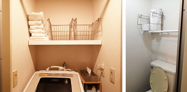 超簡単 トイレと洗濯機の上に 突っ張り棒を使って棚を作ったよ フェリシモ女子diy部ブログ
