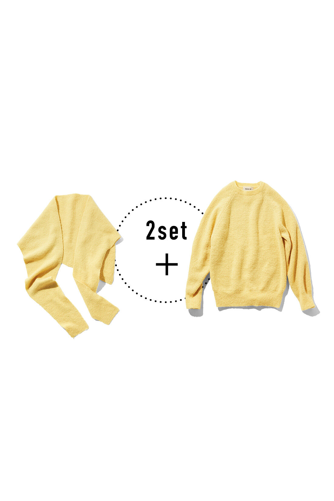 WEB限定お買い得商品|MEDE19F　肩巻きニットトップスセット〈ペールピンク〉|※お届けするカラーとは異なります。