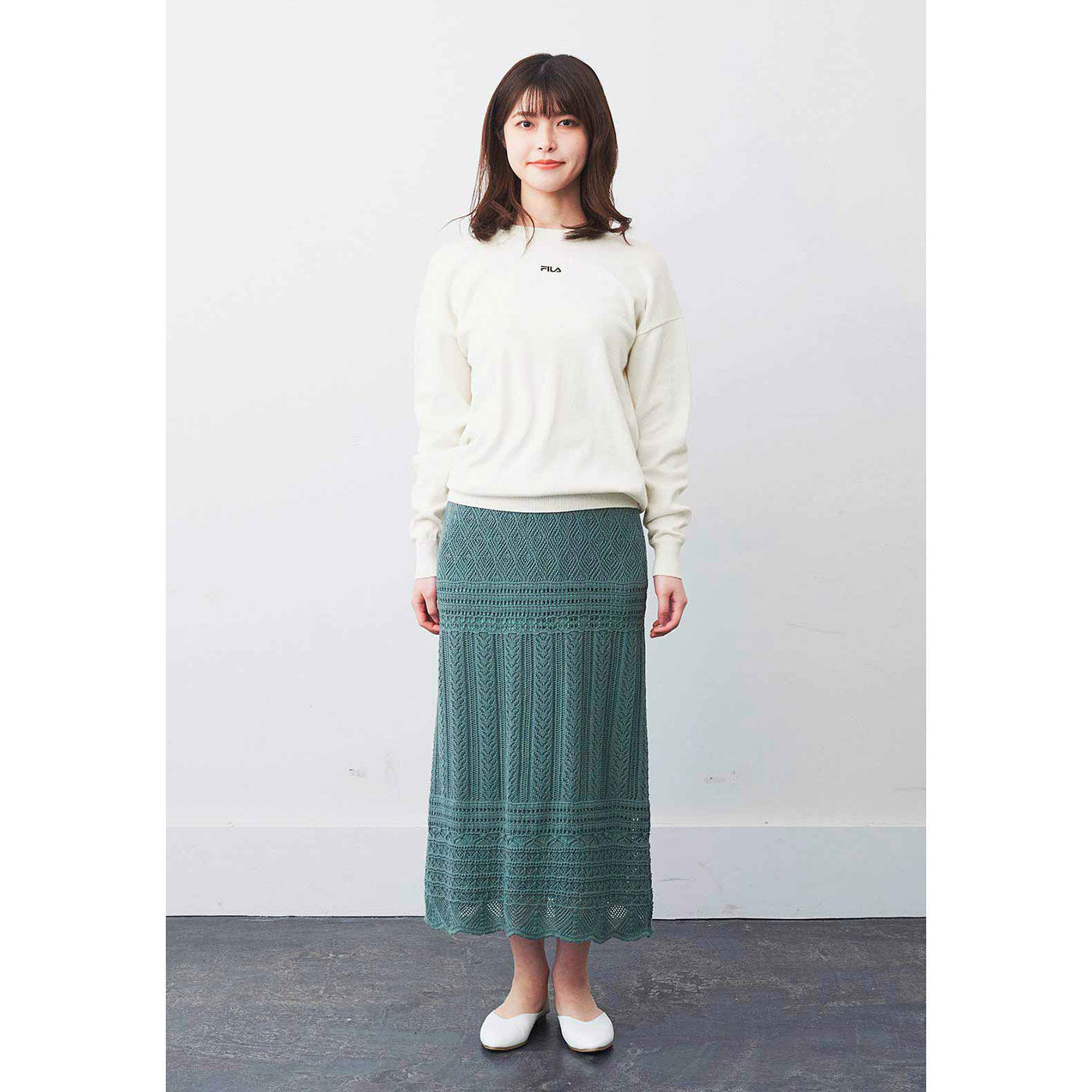 theory 22SS クロシェ風ニットスカート ロングスカート アイボリー ...