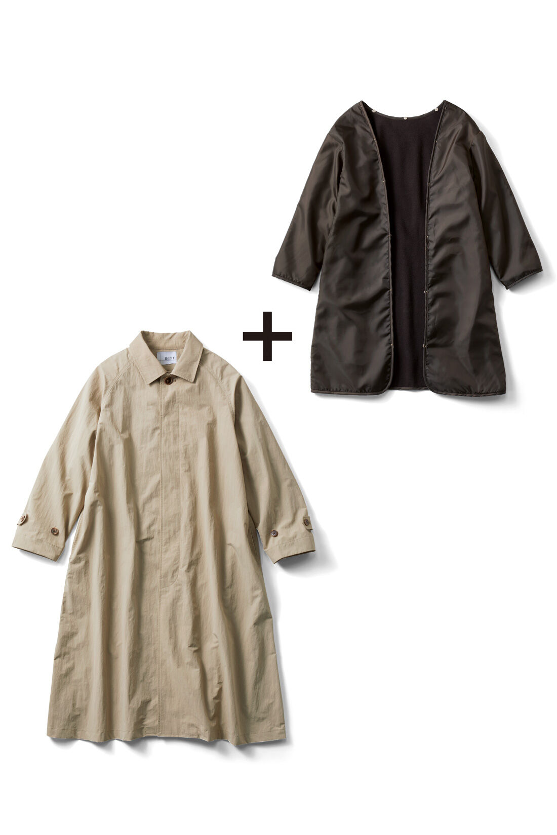 WEB限定お買い得商品|IEDIT[イディット]　ライナー付きでロングシーズン着まわせる 大人のバルマカーンコート〈ブルー〉|内側はふわふわでしっかり暖かなフリースライナー付き。取り外せるのでロングシーズン大活躍！ ※お届けするカラーとは異なります。