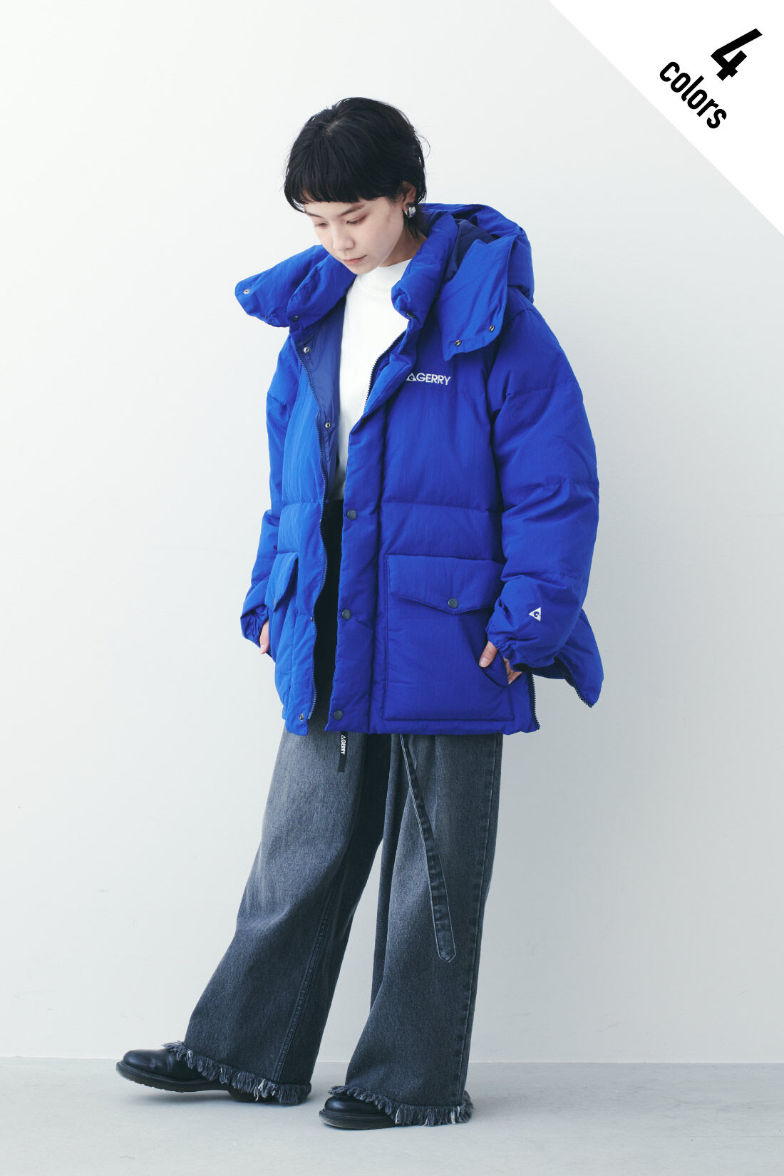 Real Stock|MEDE19F 〈SELECT〉 GERRY BASIC DOWN JACKET|5：BLUE　モデル身長：157cm