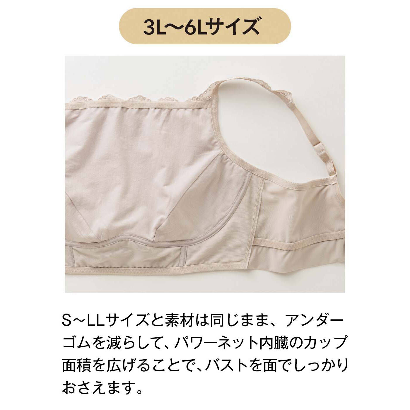 realstock [リアルストック]（Express BOX）|ボリュームおさえて フラットブラ〈3L～6L/コットンレース〉〈ライトベージュ〉