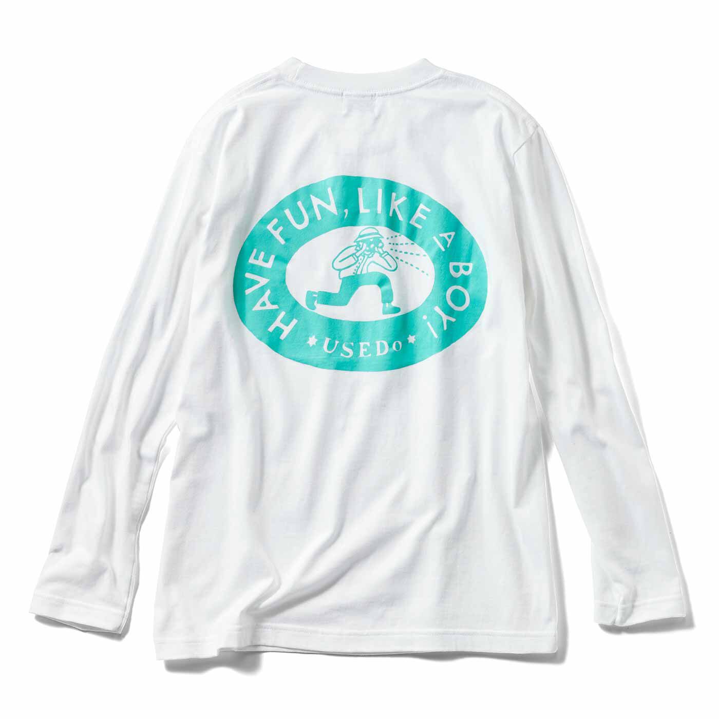 Real Stock|USEDo×CHALKBOY　ボーイッシュ長袖Ｔシャツ〈ホワイト〉|〈ホワイト〉　楽しく生きよう