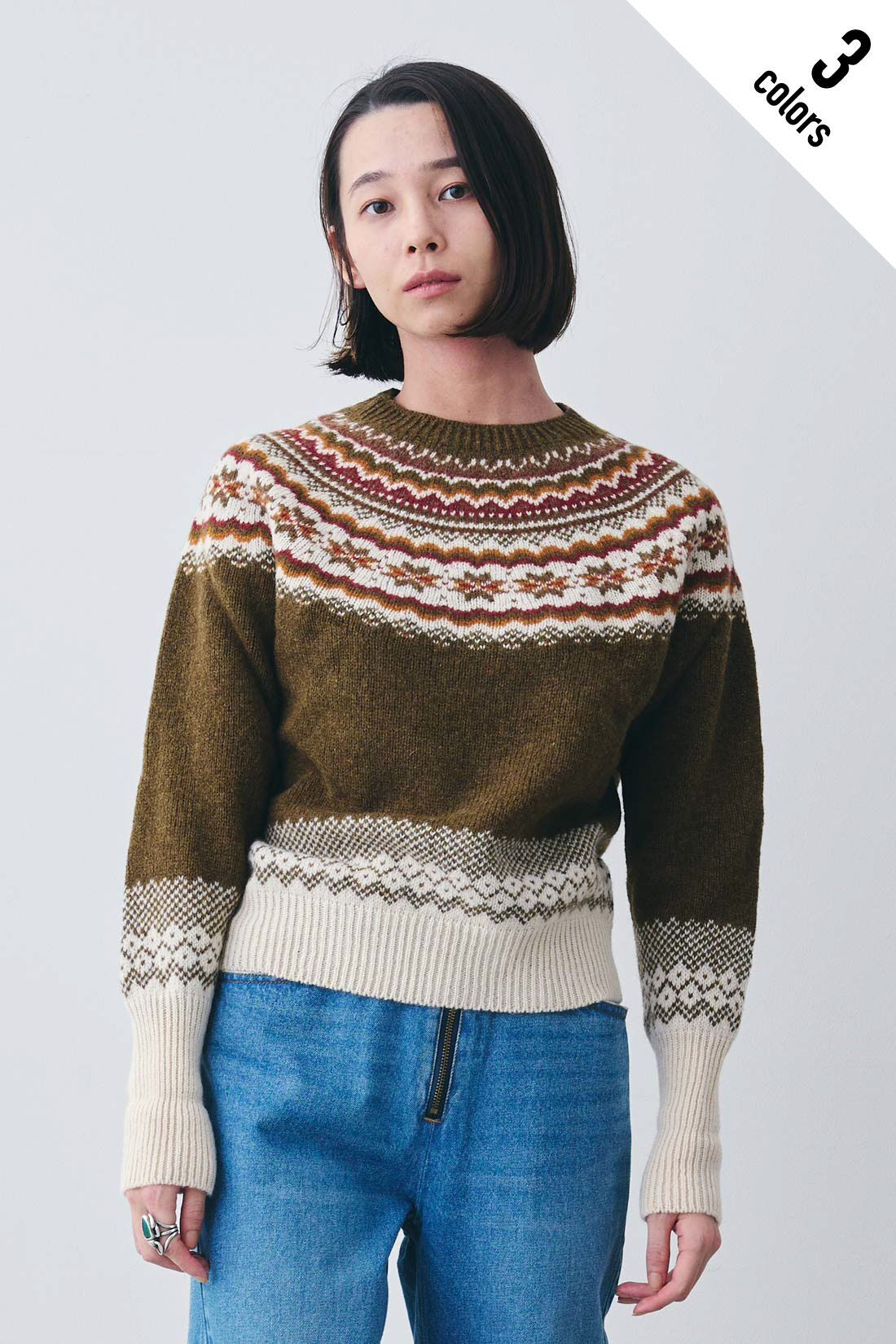realstock [リアルストック]（Express BOX）|MEDE19F 〈SELECT〉【Harley】　FAIRISLE|3.DARK OLIVE 22