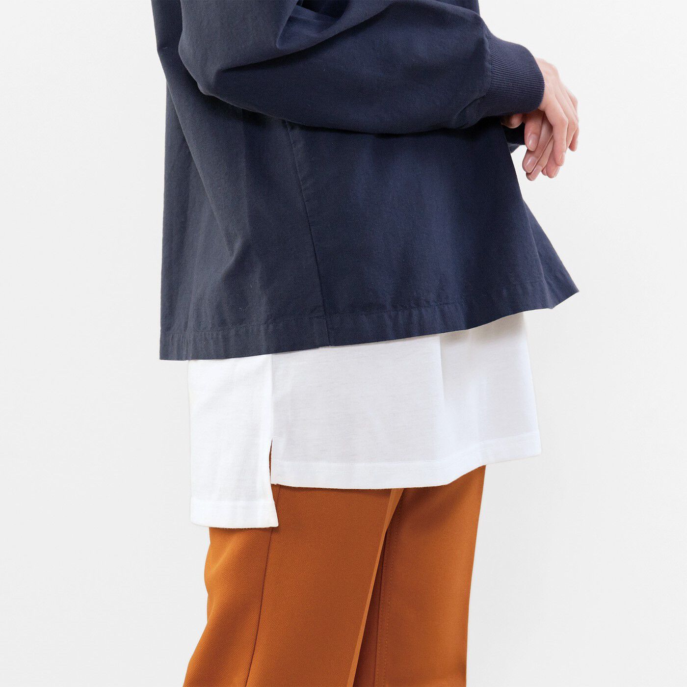 realstock [リアルストック]（Express BOX）|こそっとおしゃれに体形カバー　手持ちの服が一気に旬顔　重ね着風付けすそ〈Tシャツ×ホワイト〉