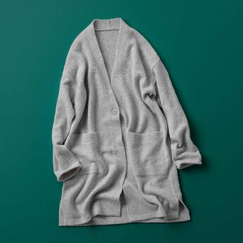 Real Stock | あたたかなロングカーディガン〈ＧＹ〉リブイン