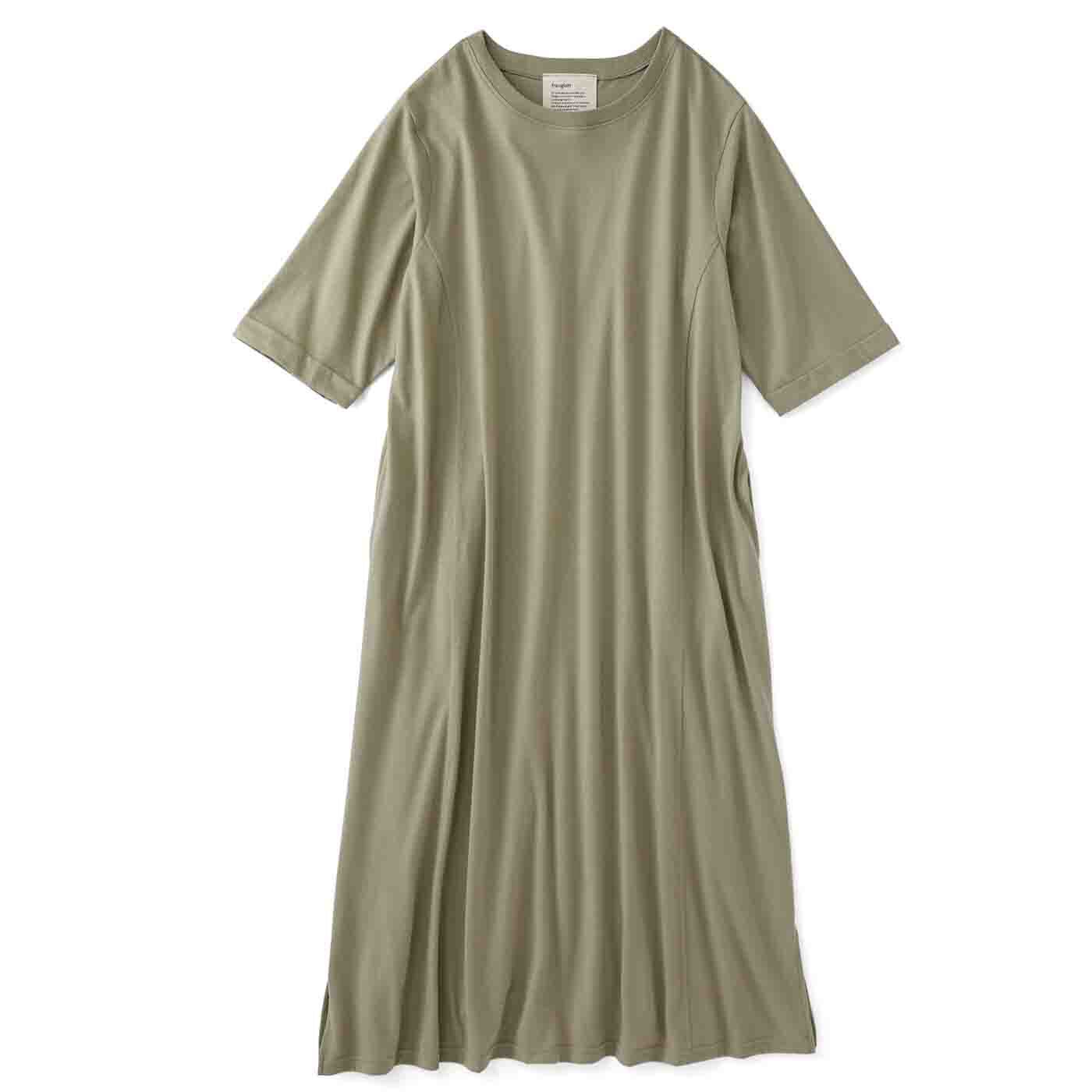 realstock [リアルストック]（Express BOX）|フラウグラット すっぽりらくちん心地いい♪ 大人Tシャツロングワンピース〈汗じみ対策〉〈オリーブカーキ〉|〈オリーブカーキ〉