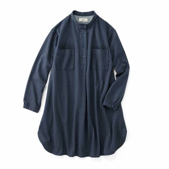 Real Stock | ｆｇシャツ見え　伸びやかストライプチュニック