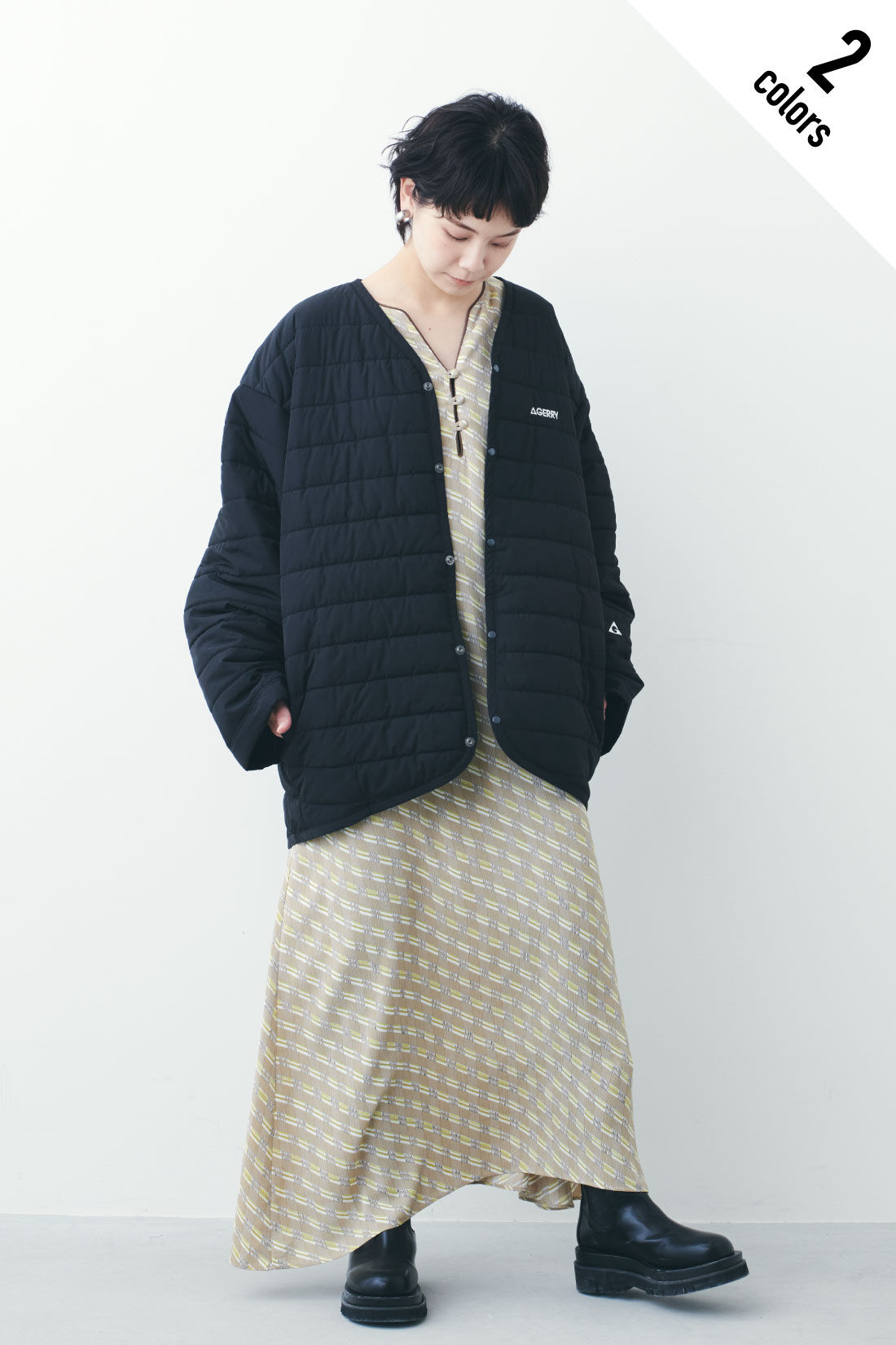 Real Stock|MEDE19F 〈SELECT〉 GERRY INNER CARDIGAN|1：BLACK　モデル身長：157cm