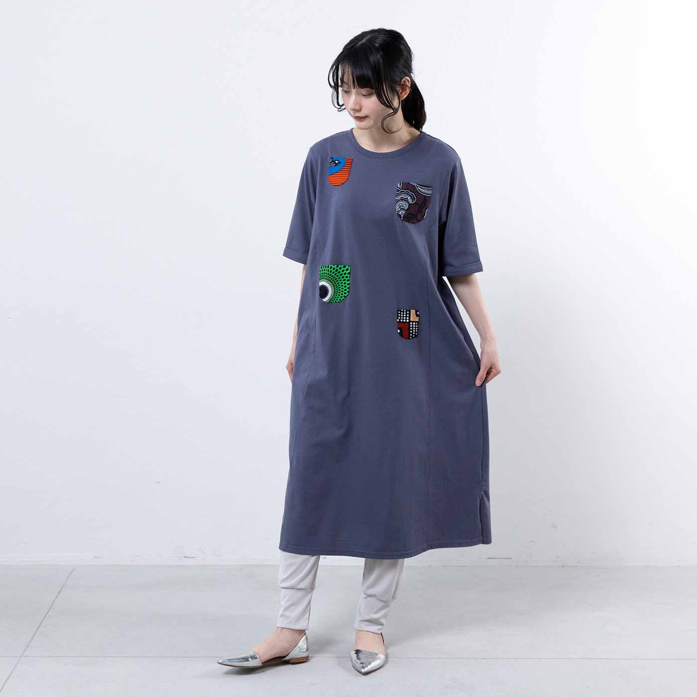 realstock [リアルストック]（Express BOX）|フラウグラット すっぽりらくちん心地いい♪ 大人Tシャツロングワンピース〈汗じみ対策〉〈ラベンダーグレー〉|※写真はちょこワザアレンジをほどこしています。