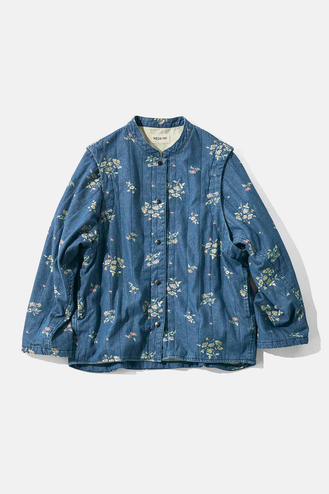 realstock [リアルストック]（Express BOX）|【MEDE19F】2ウェイプリント キルティングデニムジャケット〈ユーズドブルー〉