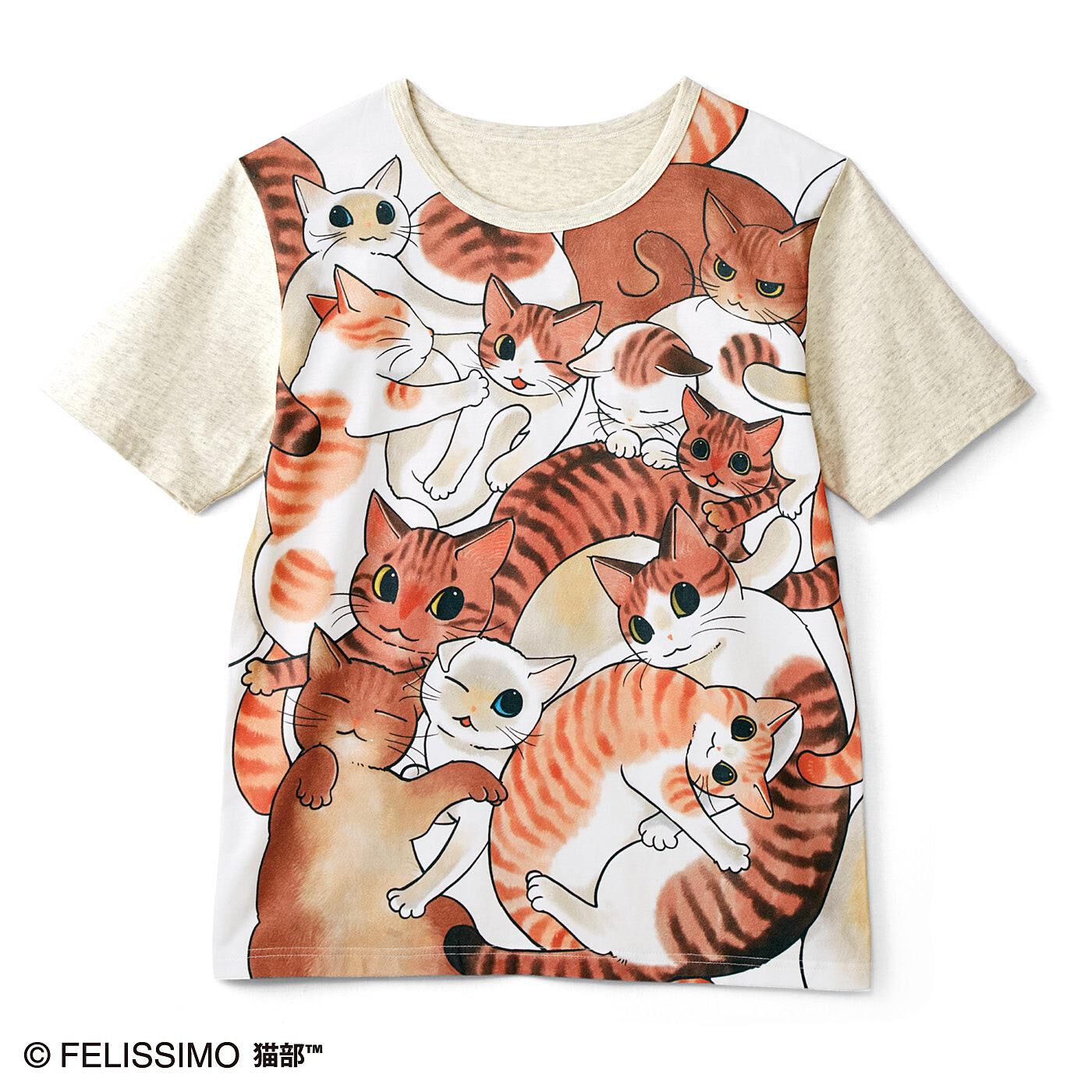 漫画家山野りんりんさんとつくった　猫好き猛アピールTシャツ フルカラー〈茶トラ・キジトラ集合〉