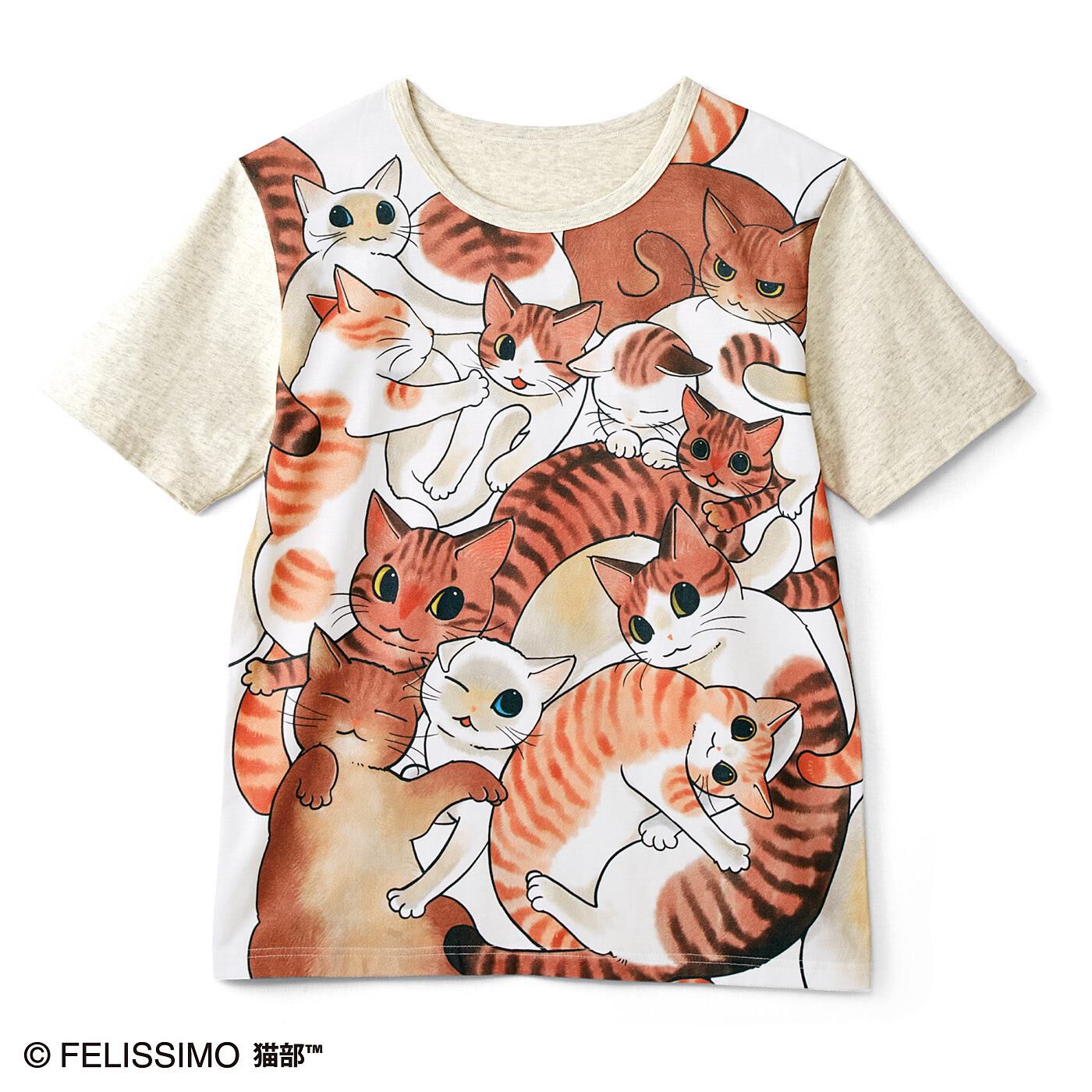 Real Stock|漫画家山野りんりんさんとつくった　猫好き猛アピールTシャツ フルカラー〈茶トラ・キジトラ集合〉|〈茶トラ・キジトラ集合〉