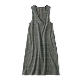 Real Stock | ノンチクジャンパースカートＢＫ　リブイン