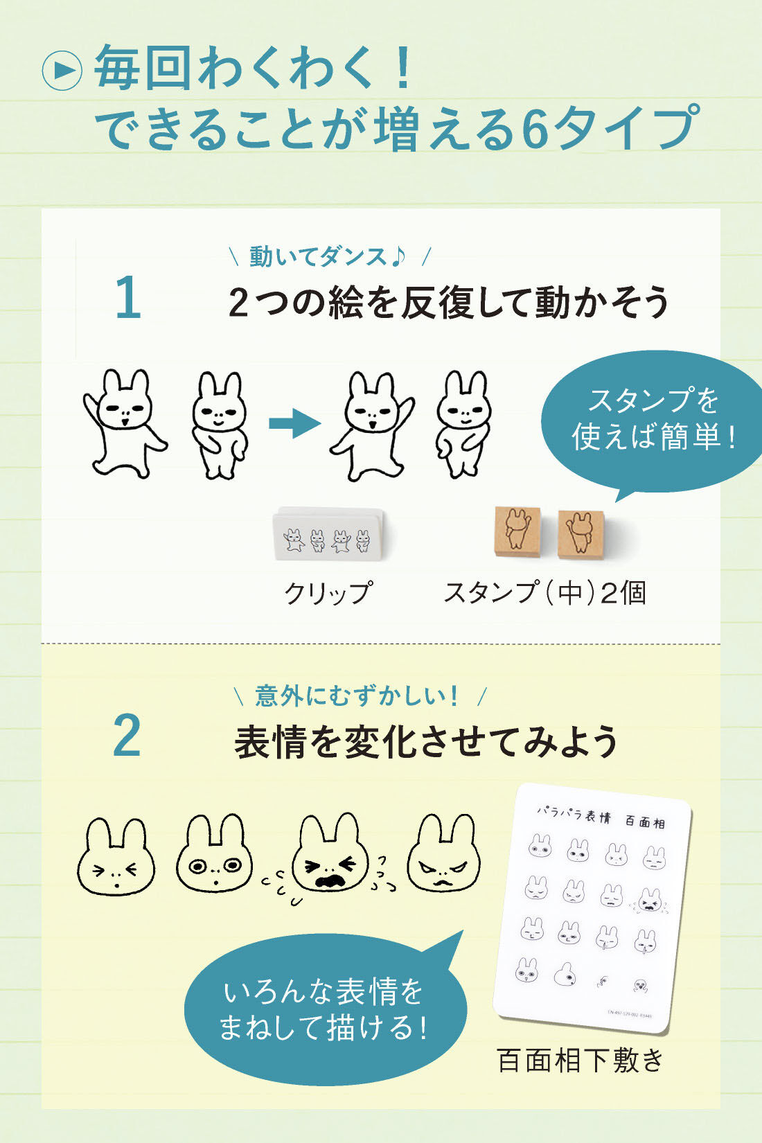 realstock [リアルストック]（Express BOX）|動くイラストで気持ち伝わる　パラパラまんがレッスンプログラム|1：２つの絵を反復して動かそう　　2：表情を変化させてみよう