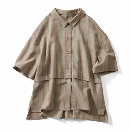 Real Stock | とろ麻五分袖シャツ〈ＢＥ〉リブイン