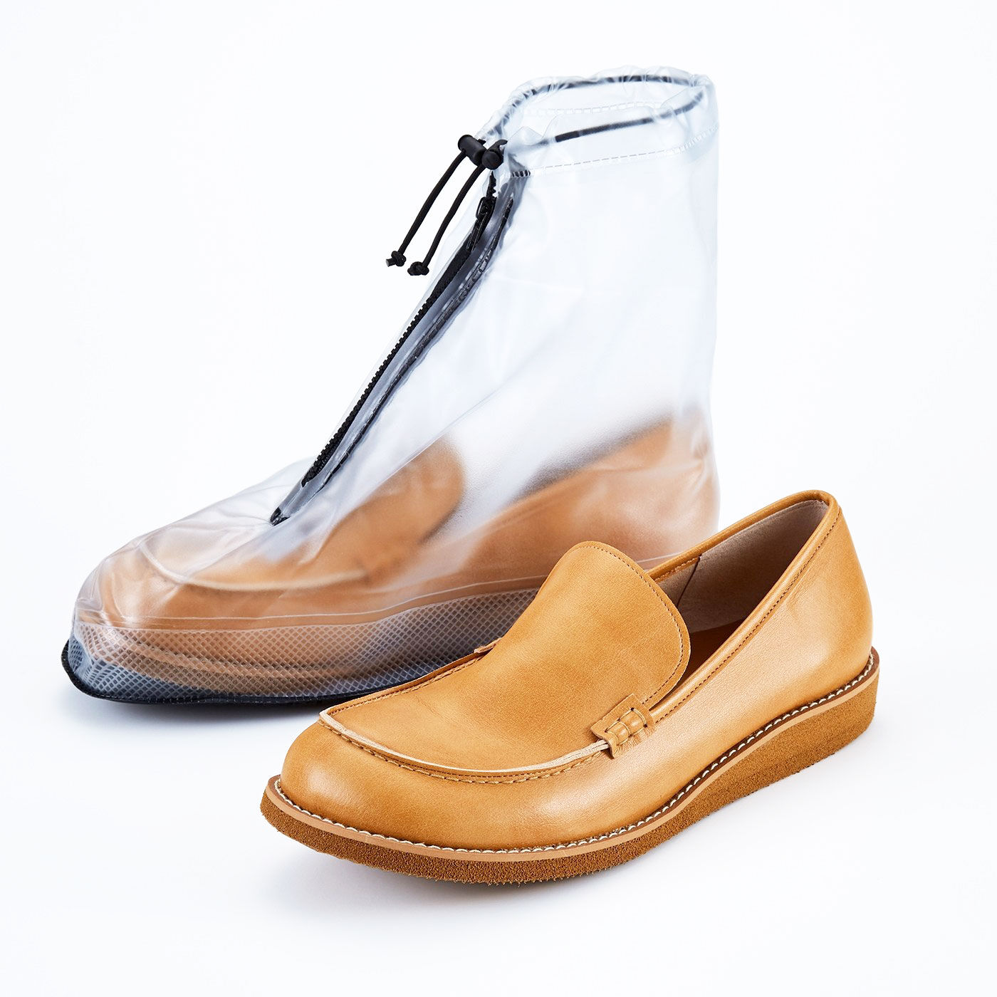 Real Stock|靴を雨や泥から守る　たたんで持ち歩けるシューズレインカバー〈透明〉|雨の日でもお気に入りの革靴が履ける！