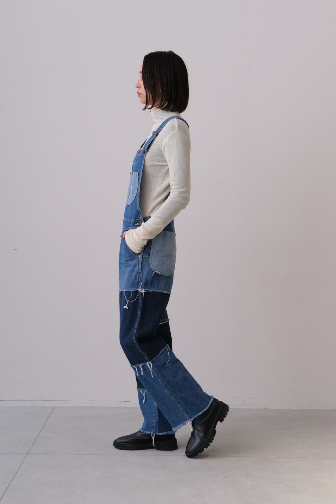 Real Stock|MEDE19F 〈SELECT〉　【LEE】 CRAFTWORKS OVERALL 〈パッチワーク〉|モデル身長：168cm