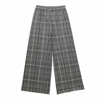 Real Stock | Ｌ＋らくらくきちんと見せチェック柄プリーツパンツ