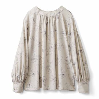 Real Stock | 花柄ボリュームブラウス〈グレージュ〉ＩＥ