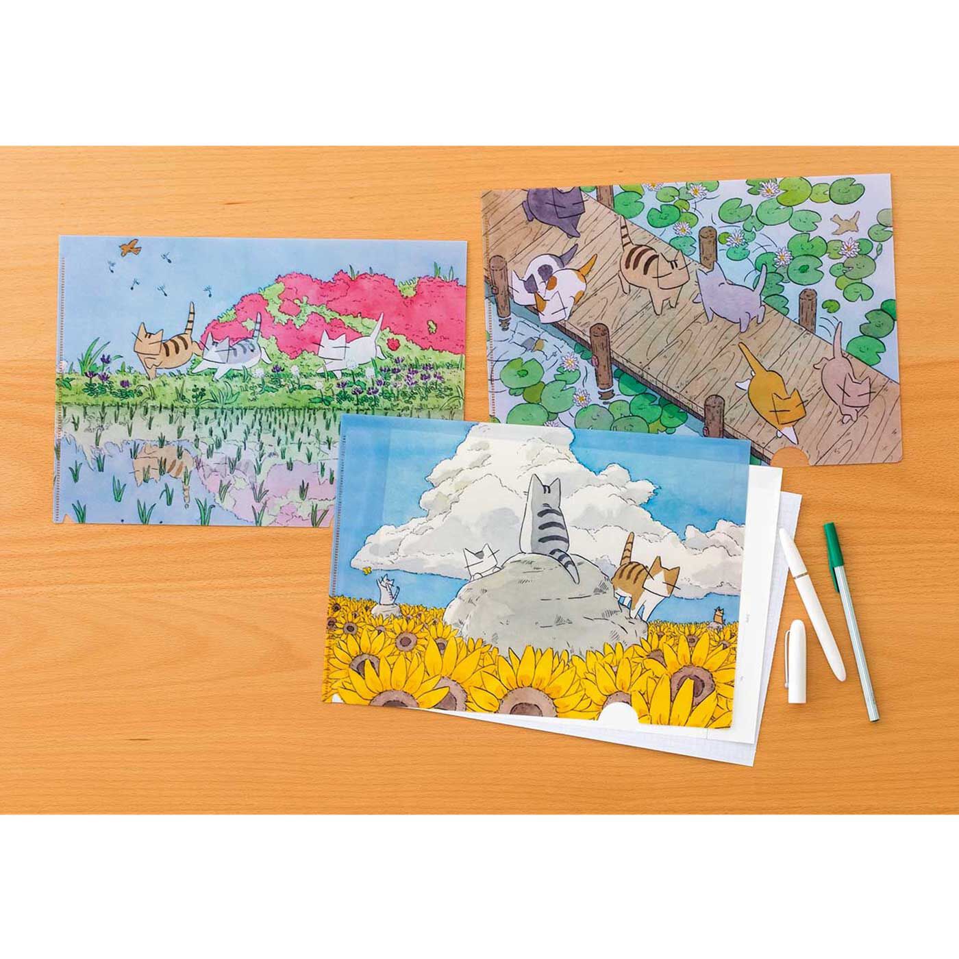 Real Stock|日本画家久保智昭さんとつくった　猫とお花の季節のクリアファイルセット