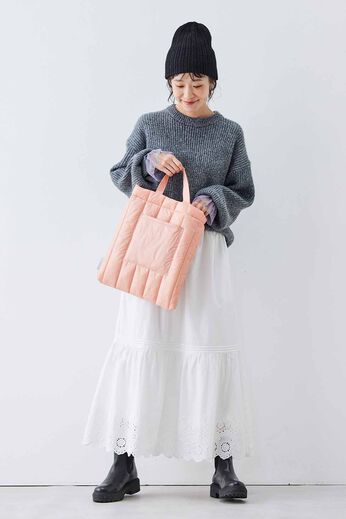 realstock [リアルストック]（Express BOX） | 軽やかに手ぶらでお出かけ！ ふかふかキルティングショルダーバッグ〈ピーチピンク〉