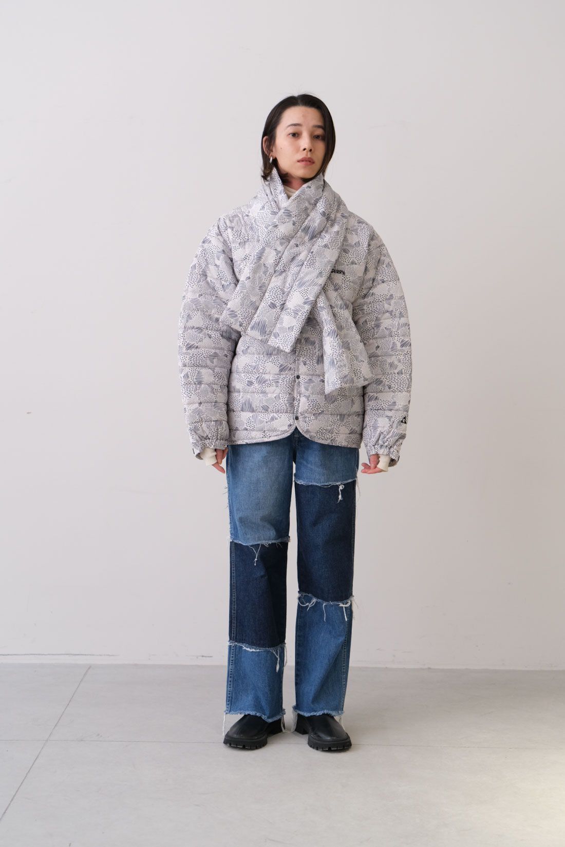 Real Stock|MEDE19F 〈SELECT〉　【GERRY】 QUILTING JACKET|4 geometric dot　モデル身長：168cm