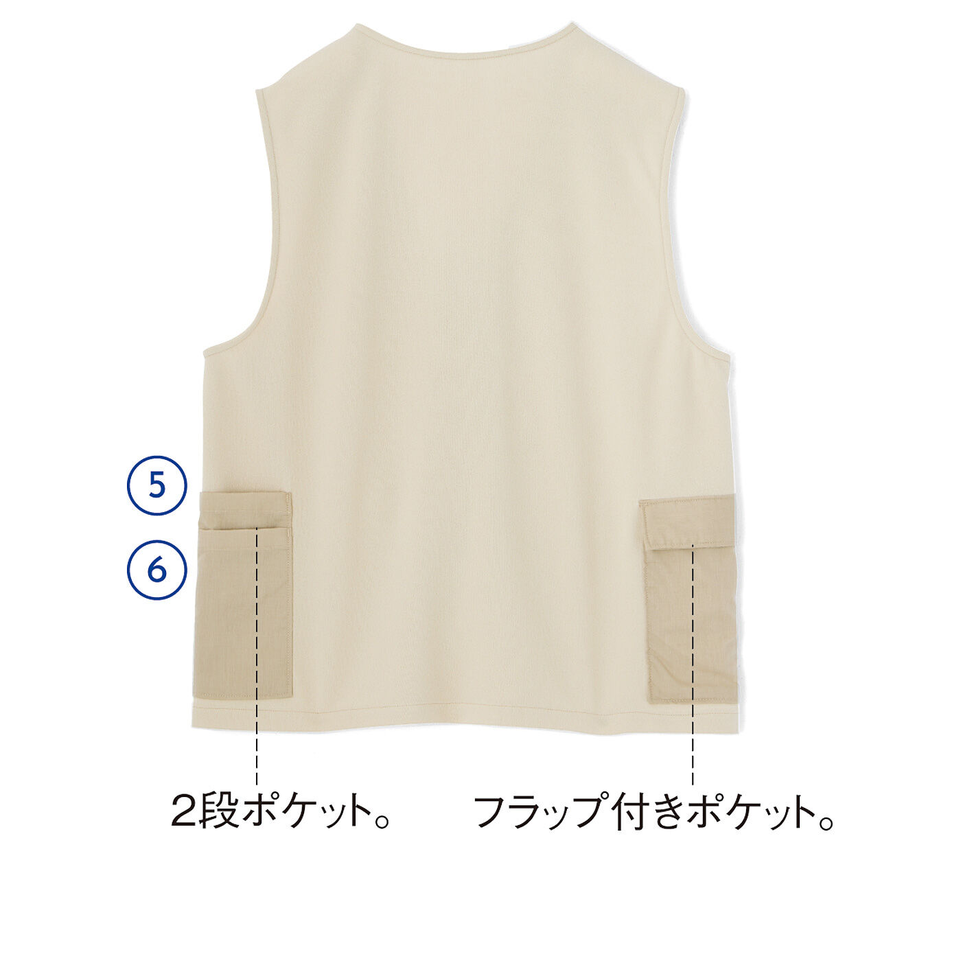 realstock [リアルストック]（Express BOX）|UP.de　着られるバッグ（R）　6ポケットで身軽にお出かけ　さっと重ねてきれい見え　ポケットいっぱいベスト〈ブラック〉|Back　※お届けするカラーとは異なります。
