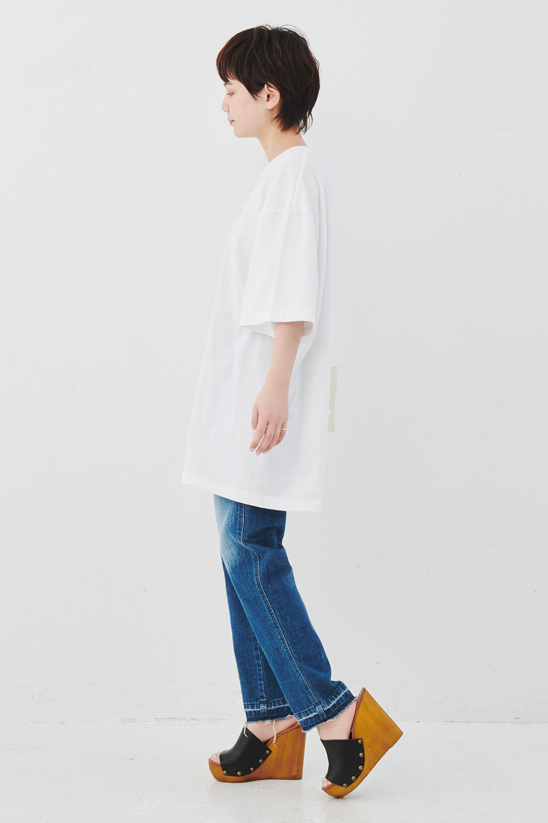 Real Stock|【高瀬真奈さんコラボ】MEDE19F　フォトプリントTシャツ〈メンズ〉〈ホワイト〉|モデル身長：157cm