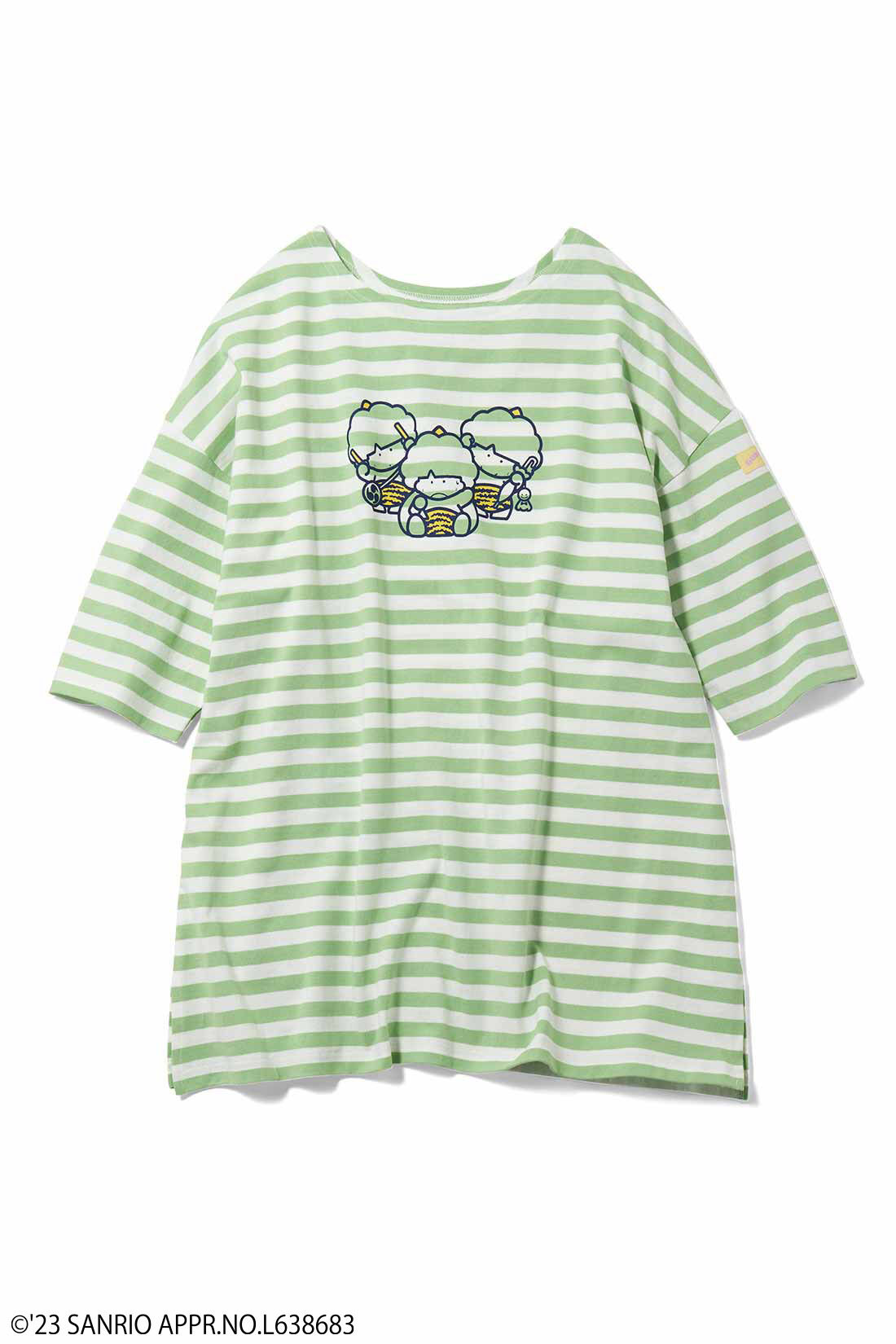 Real Stock|サンリオキャラクターコラボ　カラーボーダーのチュニックトップス〈ゴロピカドン〉|ゴロピカドン