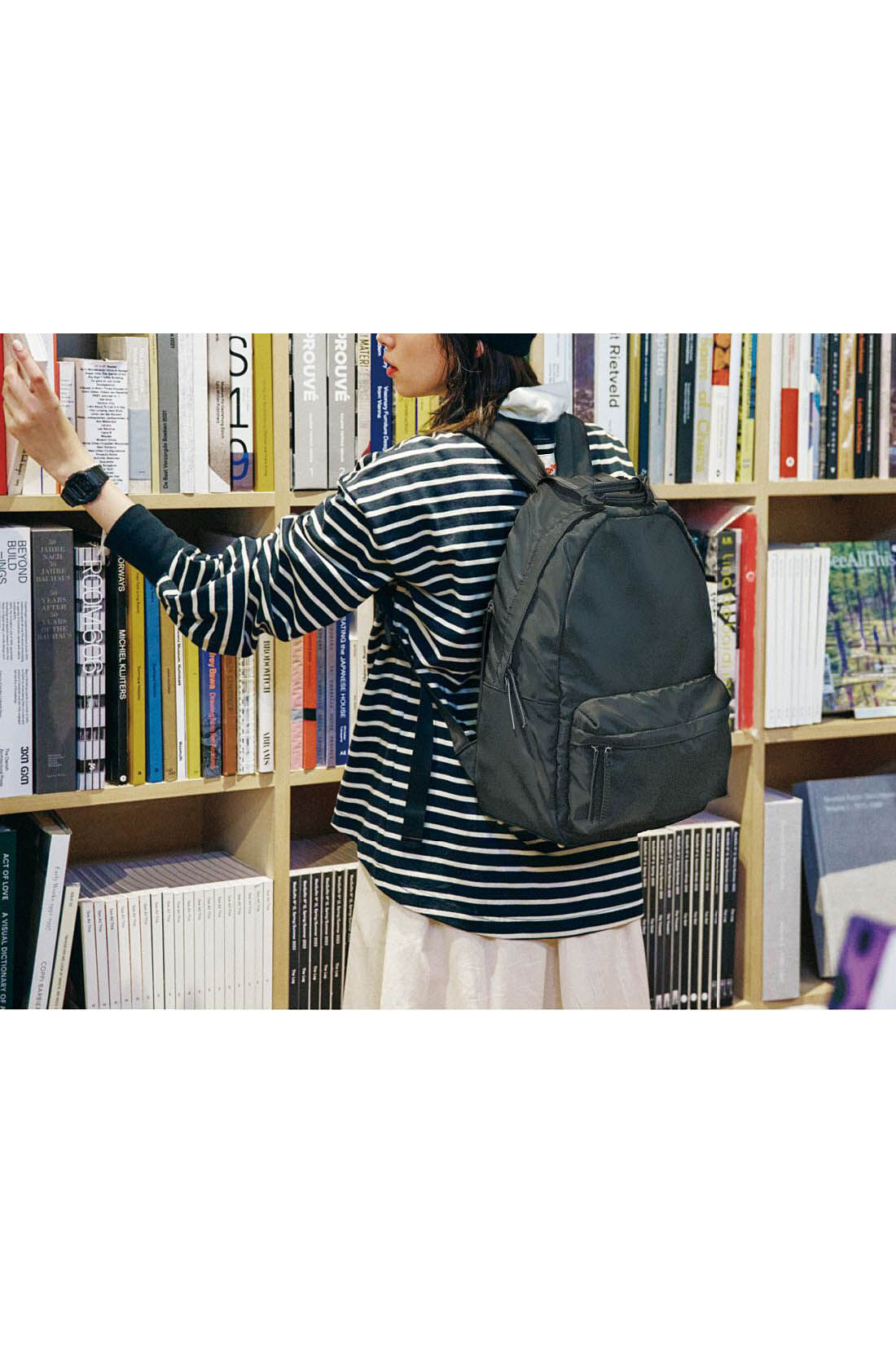 realstock [リアルストック]（Express BOX）|Live love cotton（R）プロジェクト　リブ イン コンフォート　インドの刺しゅうガールズとつくった　つながるフラワー　オーガニックコットンボーダートップス〈ブラック×オフホワイト〉