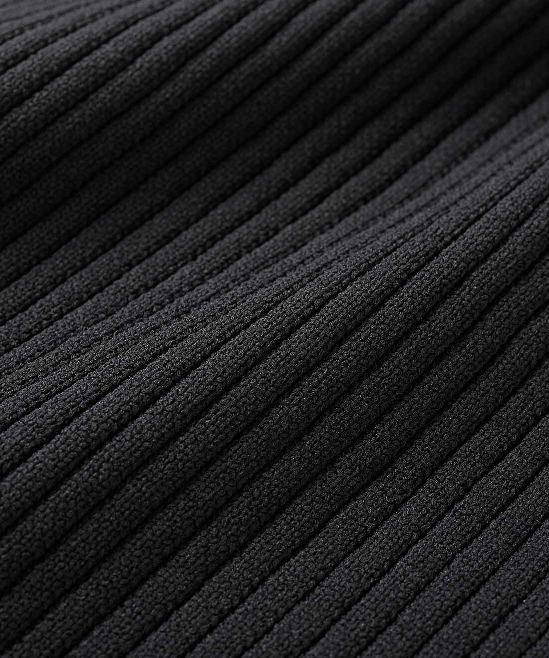 realstock [リアルストック]（Express BOX）| 【3～10日でお届け】リブ　イン　コンフォート　ずっとはいていたい　フリル遣いのバウンドリブニットパンツ〈ブラック〉|すっきり見えるリブのバウンドニット。伸びやかでひざが出にくい。