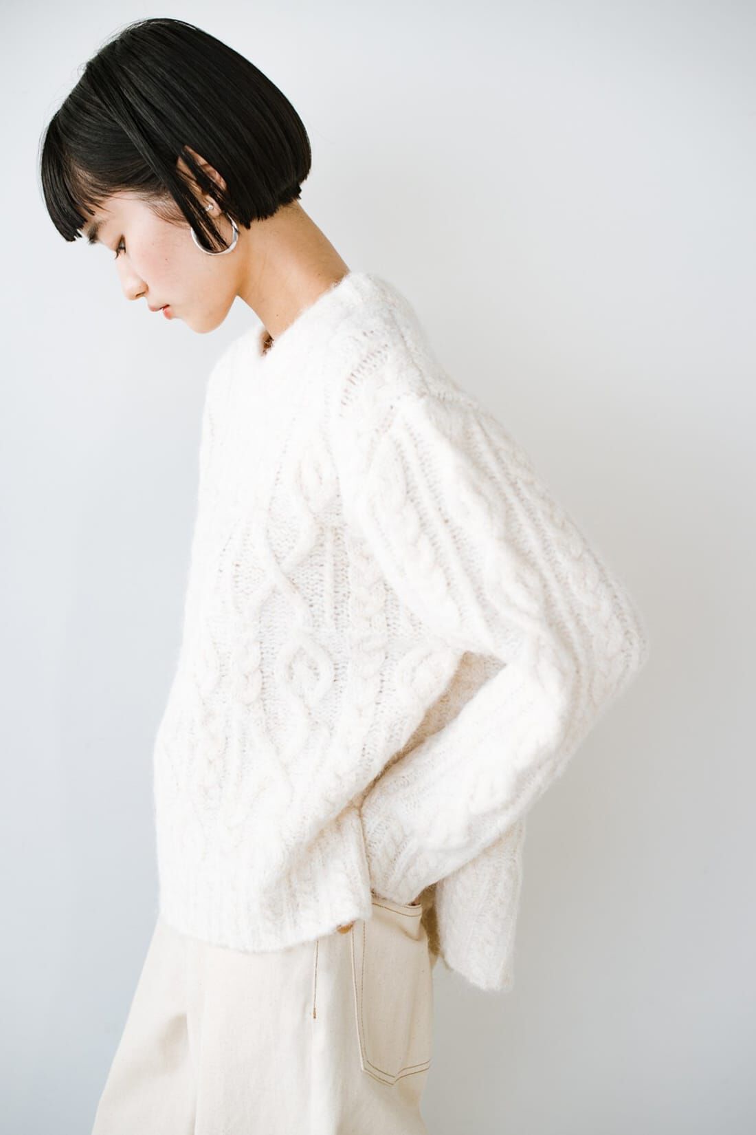Real Stock|ＡＮＮＡ ＬＵＮＡ ケーブル柄プルオーバー〈オフホワイト〉