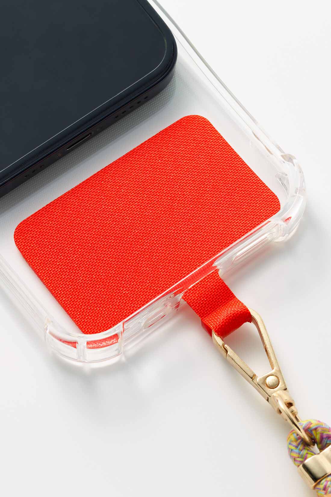 Real Stock|リブ イン コンフォート　手ぶらでらくちん！ アクセサリー感覚で華やかな 斜めがけスマホショルダーストラップ〈グリーン〉|ホルダーをケースの内側に入れて挟み込むだけ。　※お届けするカラーとは異なります。