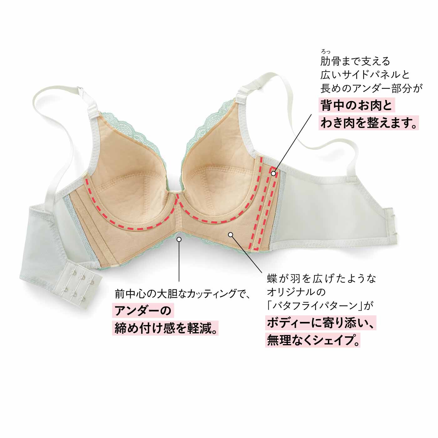 realstock [リアルストック]（Express BOX）|横顔美人なボディーになれる バスト整え 艶（あで）やかなバタフライシェイプブラ〈サーモン〉|※お届けするカラーとは異なります。