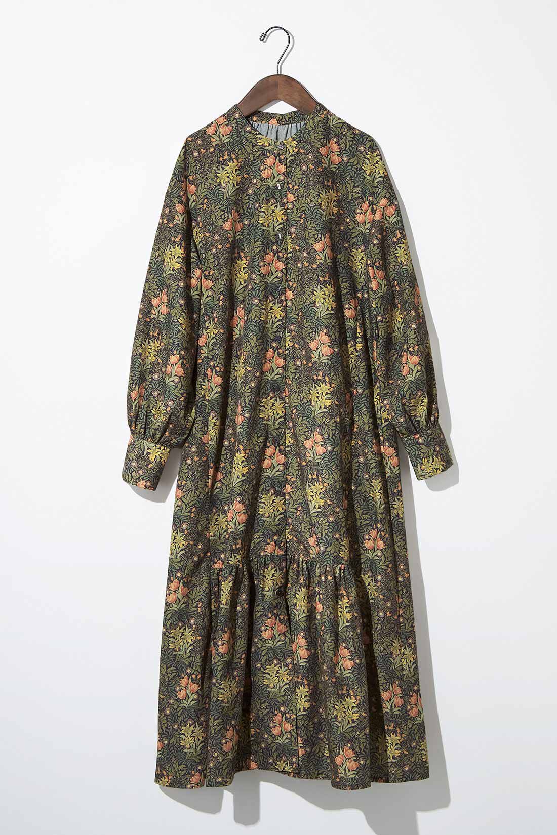 Real Stock|MEDE19F　〈MORRIS Gallery〉プリントロングワンピース〈CHRYSANTHEMUM柄〉