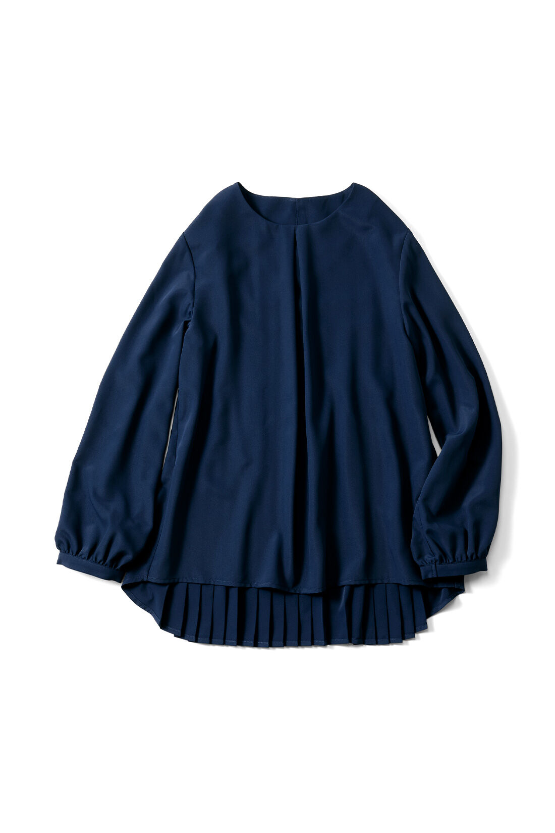 IEDIT[イディット]　抗菌防臭＆UVカットがうれしい　バックプリーツが品よく揺れる　後ろ姿が印象的な着映えトップス〈ネイビー〉|〈ネイビー〉