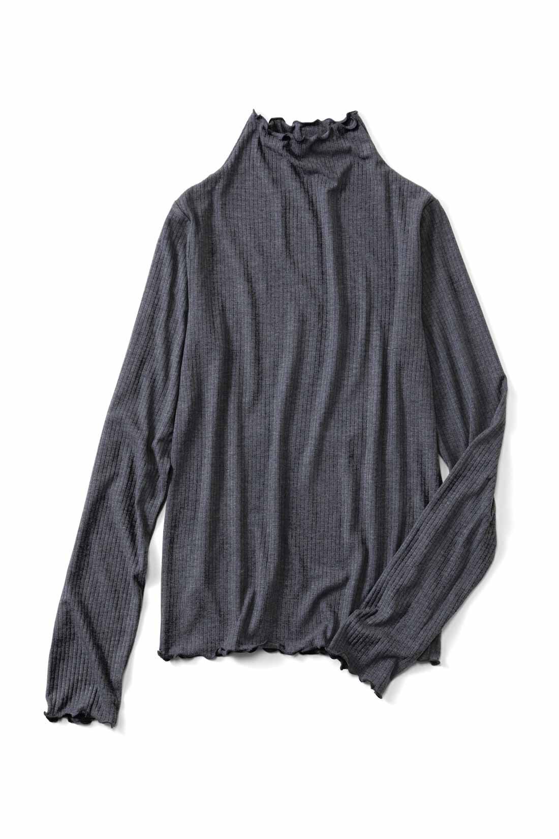Real Stock|IEDIT[イディット]　リブトップスとつや感ダンボールサロペットの大人ワントーンセット〈ダークグレー×ブラック〉