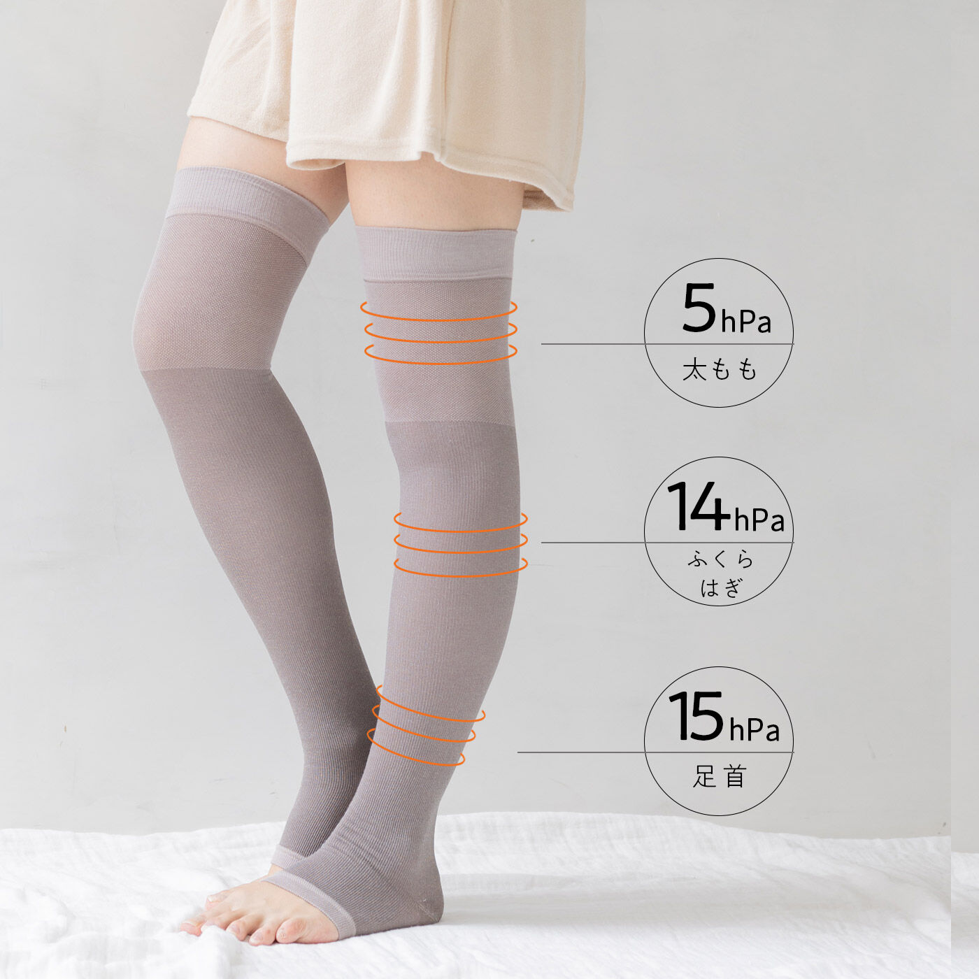 realstock [リアルストック]（Express BOX）|【3～10日でお届け】Moredde　コットン混で心地いい　着圧ニーハイソックス〈サックスブルー〉|これは参考画像です。お届けするカラーとは異なります。