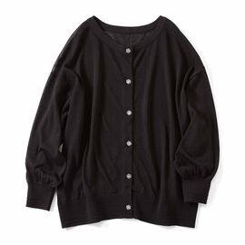 Real Stock | シャリ感涼やかニットカーデ〈ＢＫ〉リブイン