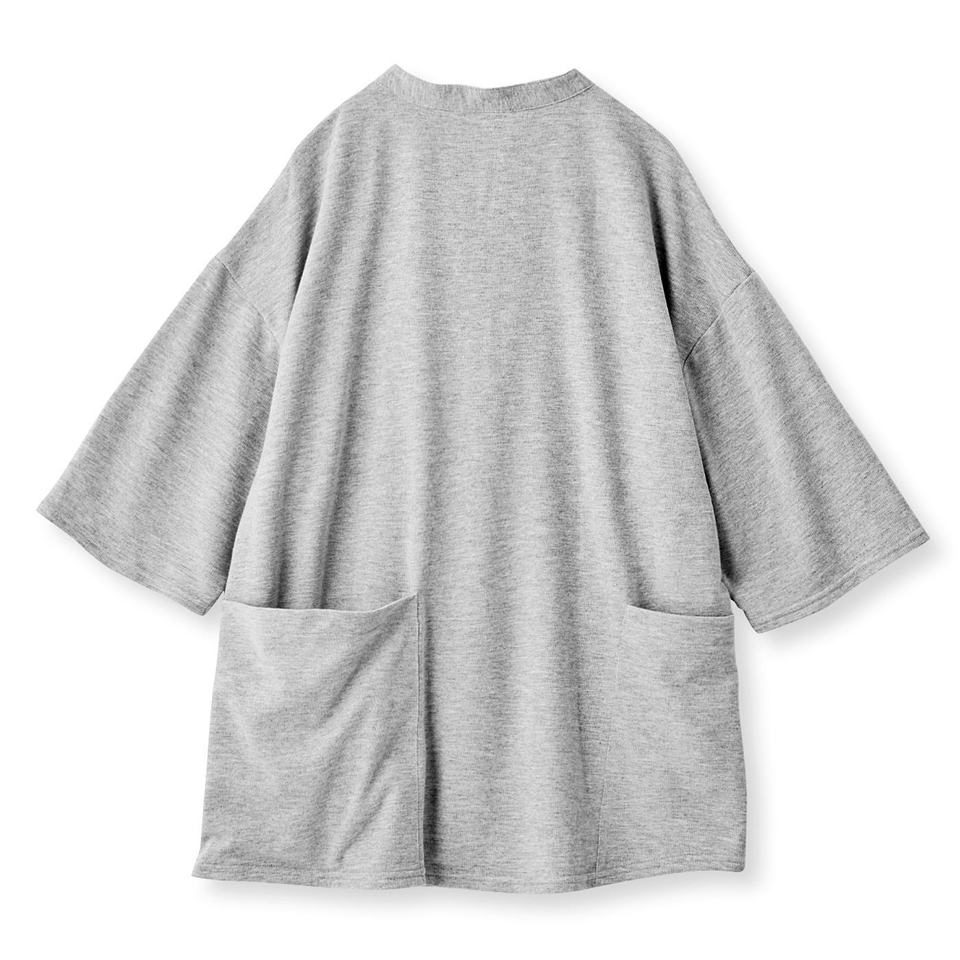 Real Stock|UP.de　着られるバッグ Tシャツ感覚なのにきれい見えする ポケットいっぱい てぶらなカットソースキッパーシャツ〈杢（もく）グレー〉|〈BACK〉