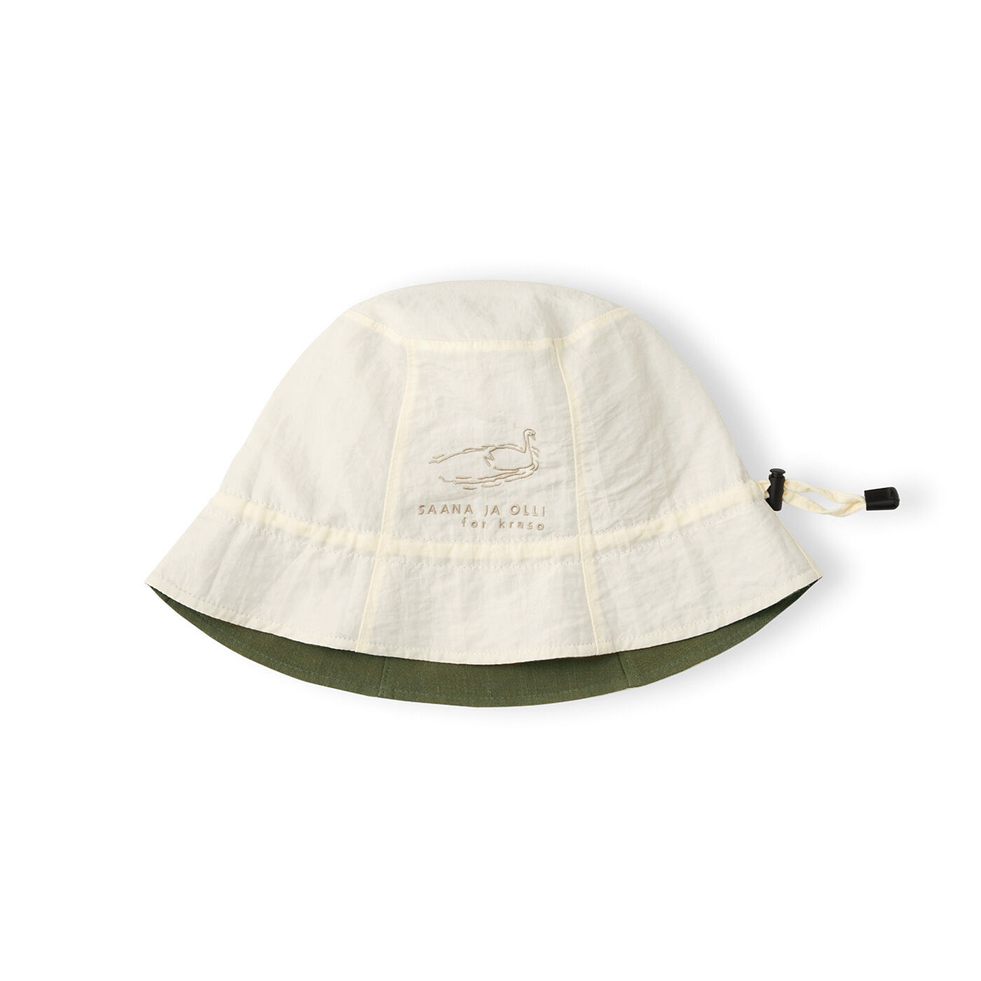 realstock [リアルストック]（Express BOX）|サーナ ヤ オッリ　しぼってサイズや形が変えられる　片面はっ水のリバーシブルスズランUVハット|〈1：ホワイトリリー＆モスグリーン〉