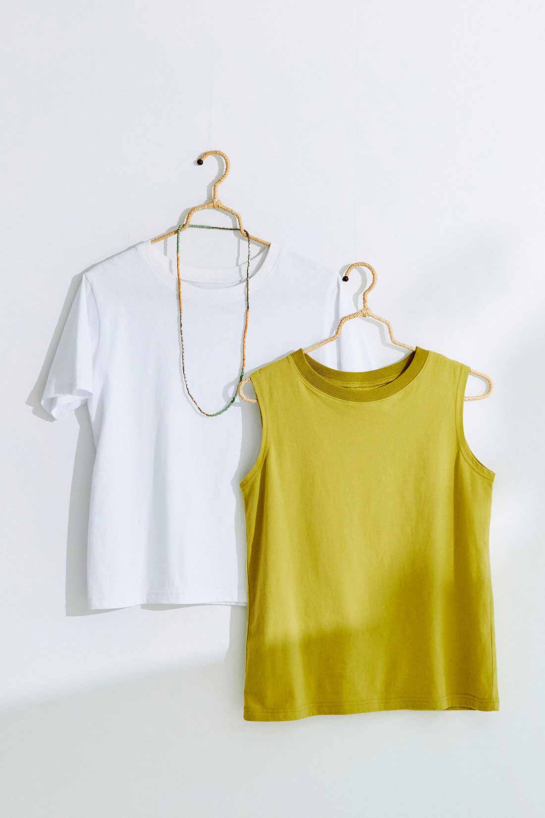 realstock [リアルストック]（Express BOX）|Live love cotton（R）プロジェクト リブ イン コンフォート きれいシルエットのパックTシャツ＆タンクトップセット〈パープル＆ブラック〉|お届けするカラーとは異なります。