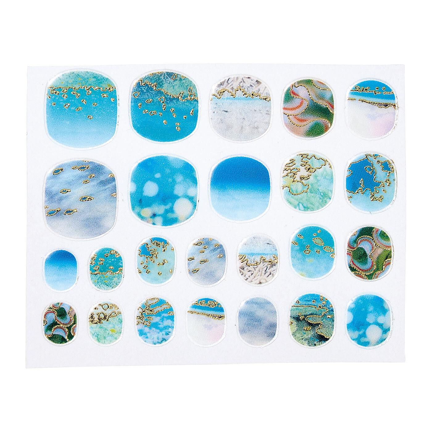 Real Stock|海とかもめ部　海の風景写真で爪を彩る ぷっくりジェル風ネイルシール|〈1：あたたかな海〉
